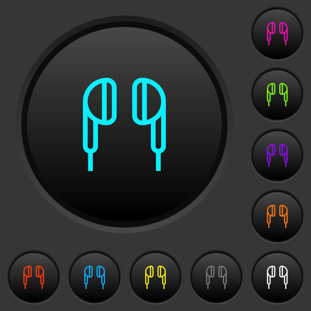 Słuchawka ciemne przyciski z ikonami żywy kolor na ciemny szary tło - Wektor, obraz