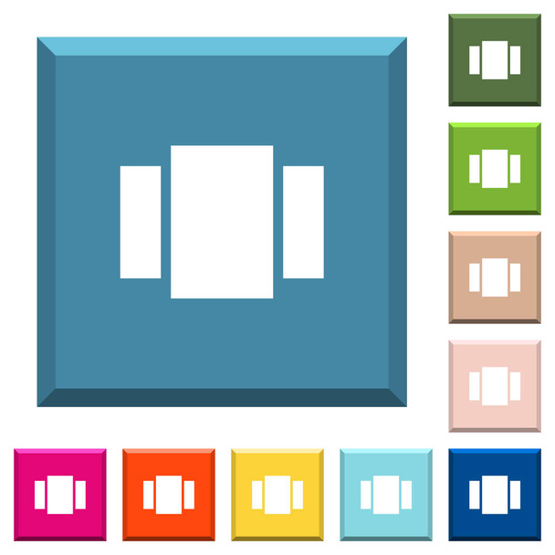Ver carrusel iconos blancos en botones cuadrados con bordes en varios colores de moda
 - Vector, Imagen