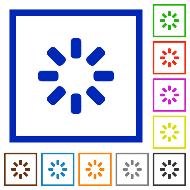 Символ завантажувача піктограм плоского кольору у квадратних рамах на білому тлі
 - Вектор, зображення