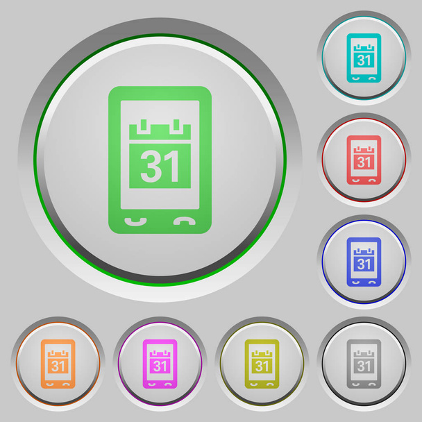 Iconos de color del organizador móvil en botones hundidos
 - Vector, imagen
