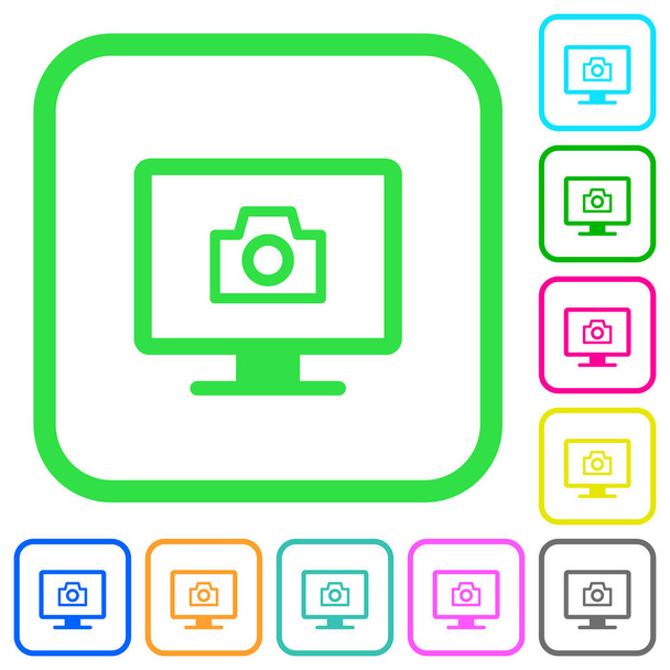 Vytvořit screenshot živé barevné ploché ikony v zakřivené hranic na bílém pozadí - Vektor, obrázek