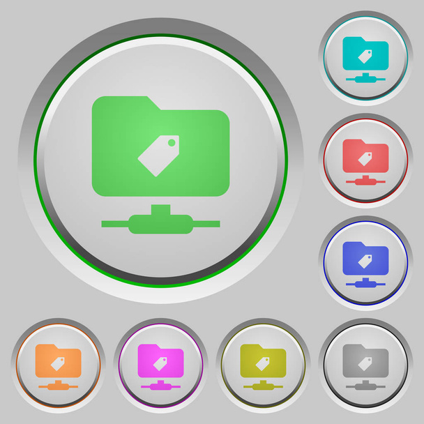 FTP-tag színes ikonok a meg nem térülő nyomógomb - Vektor, kép
