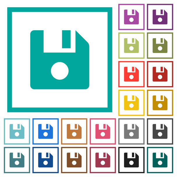Файл записи плоские иконки цвета с квадрантом кадров на белом фоне
 - Вектор,изображение