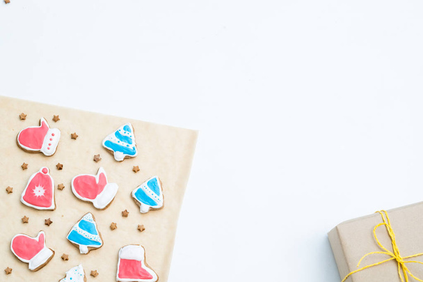 festive background handmade gingerbread cookies - Фото, зображення