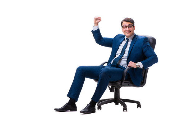 Uomo d'affari seduto sulla sedia isolato su bianco
 - Foto, immagini