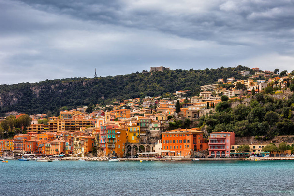 France, Alpes Maritimes, French Riviera, Villefranche sur Mer, resort town at Mediterranean Sea - Фото, изображение