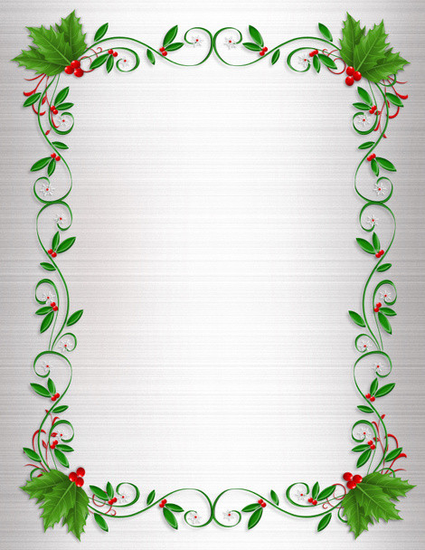 装飾クリスマスのヒイラギの罫線 - 写真・画像