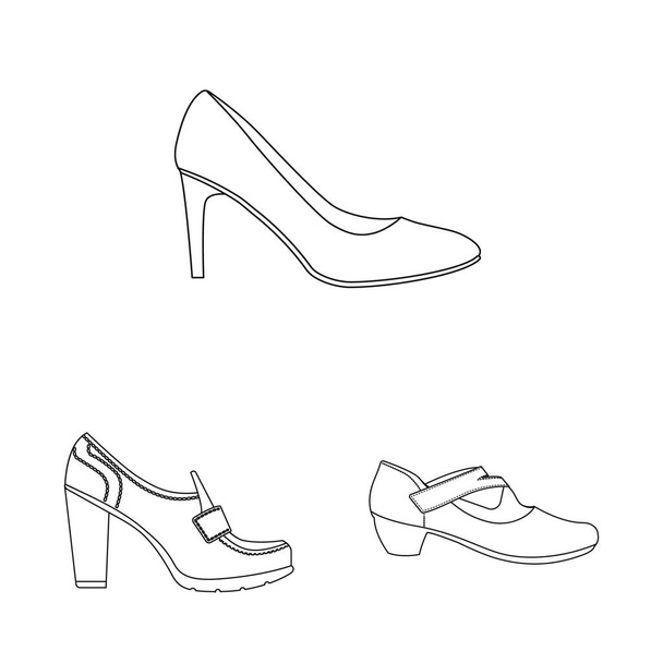 Vector design of footwear and woman icon. Collection of footwear and foot stock vector illustration. - ベクター画像