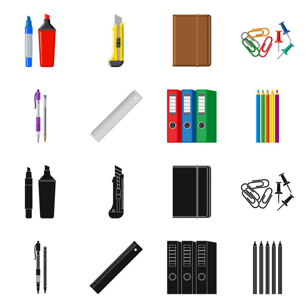 Vector design of office and supply icon. Set of office and school stock vector illustration. - Vector, imagen
