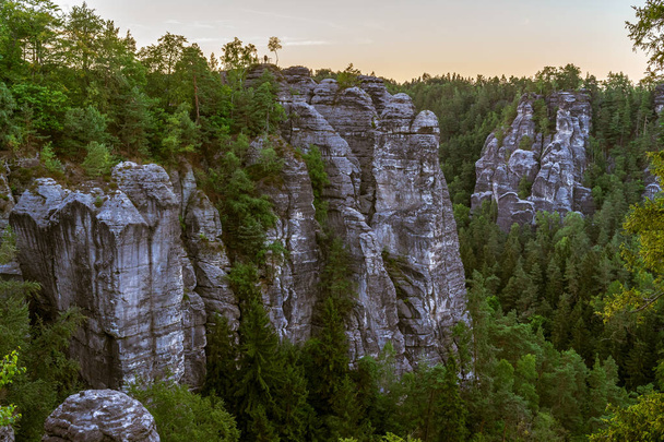 Landscapes of Saxon Switzerland - is the German part of Elbe Sandstone Mountains. - Fotoğraf, Görsel