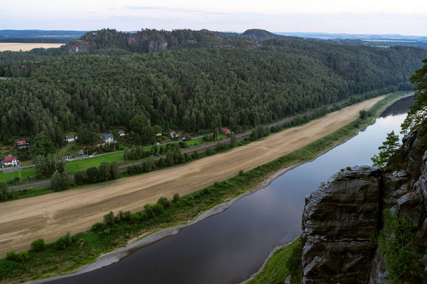 Landscapes of Saxon Switzerland - is the German part of Elbe Sandstone Mountains. The valley of the river Elbe. - Photo, image