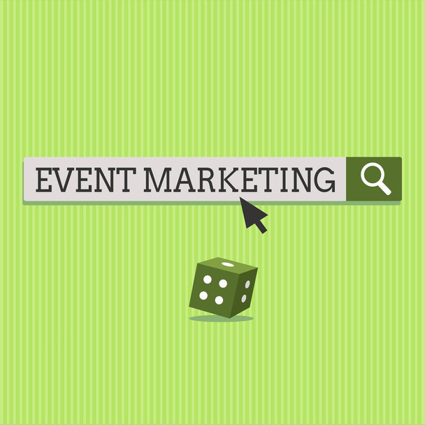 Text sign showing Event Marketing. Conceptual photo describes process of developing display to promote product - Photo, Image