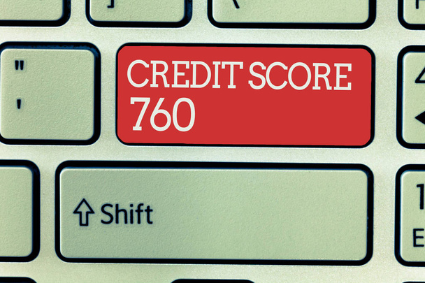Word schrijven tekst Credit Score 760. Businessconcept voor numerieke uitdrukking op basis van analyse van persoon - Foto, afbeelding