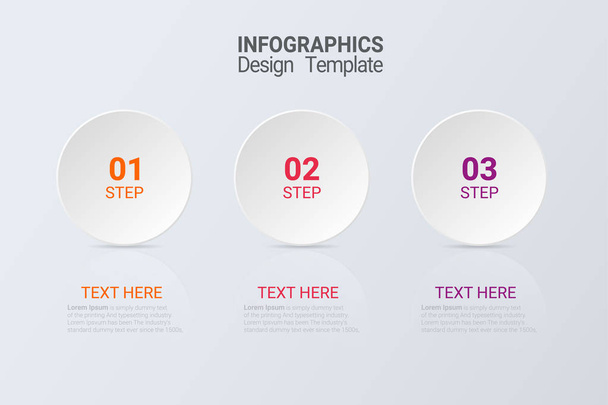 Infographics τρία βήματα. Διάνυσμα επιχειρηματικό πρότυπο για την παρουσίαση και εκπαίδευση. - Διάνυσμα, εικόνα