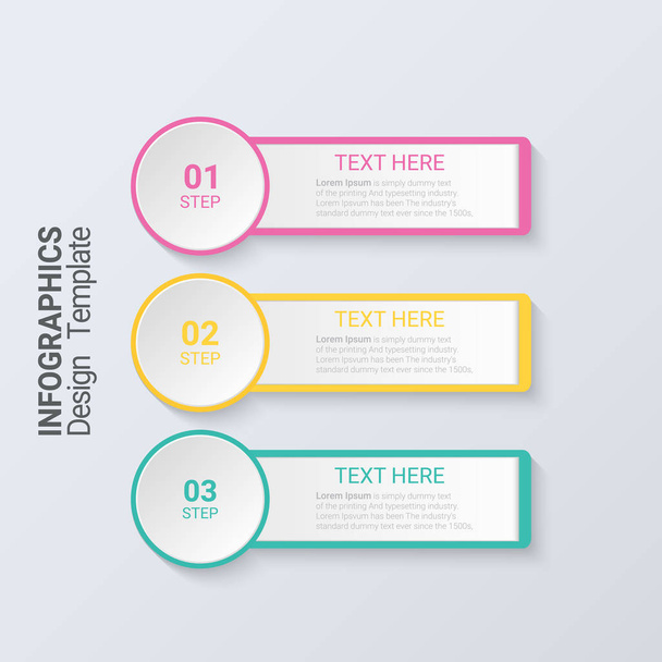 Three steps infographics. 3d Modern business template.  - Вектор,изображение