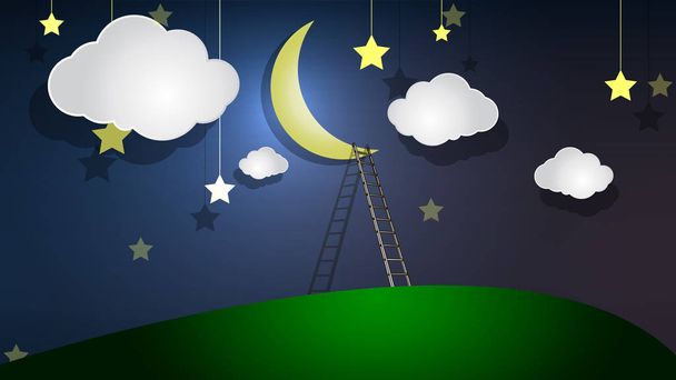 Staircase to the moon, vector art illustration. - Διάνυσμα, εικόνα