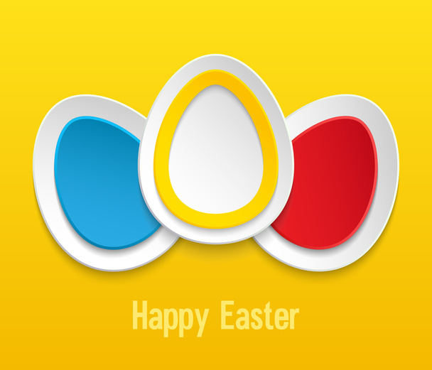 Easter eggs on yellow background. - Vektori, kuva