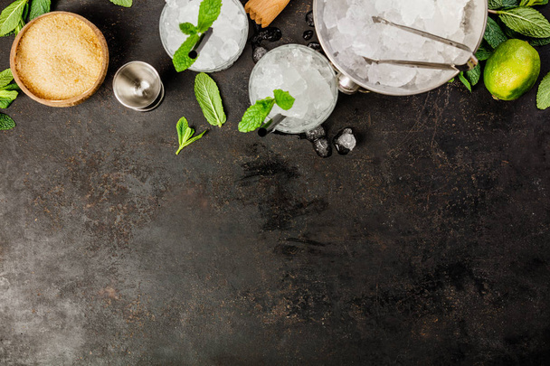 Metal ice bucket and mojito ingredients - Foto, Imagen