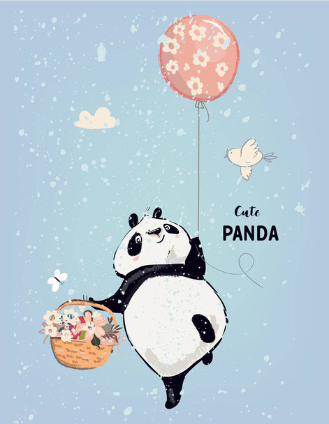 Kleiner Panda mit Ballon - Vektor, Bild