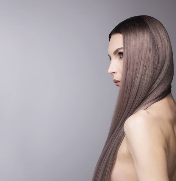 Purple perfect hair after professional salon care. Studio shot. - Photo, Image