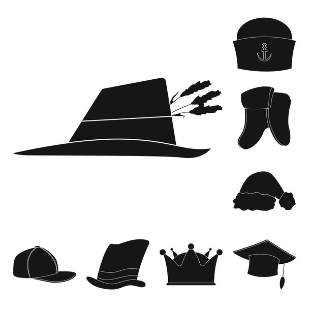 Isolated object of headwear and cap logo. Set of headwear and accessory vector icon for stock. - Vector, imagen