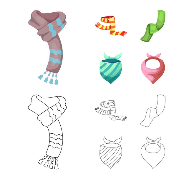 Vector illustration of scarf and shawl symbol. Collection of scarf and accessory stock symbol for web. - Vetor, Imagem