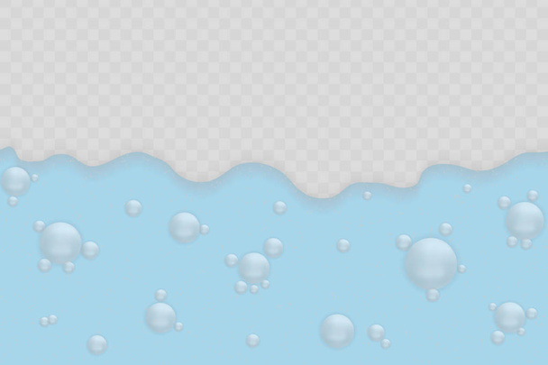 Fondo de espuma con burbujas sobre fondo transparente.Textura de jabón
 - Vector, Imagen