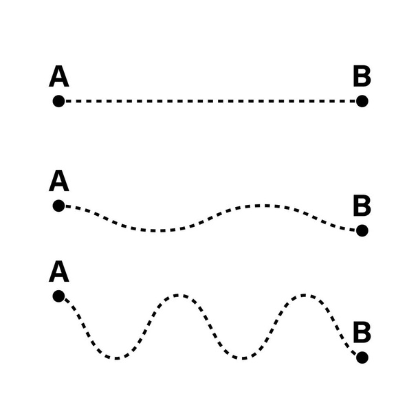 Controlepunt A naar punt B. rechte en verwarde lijnen. Vector illustaration. - Vector, afbeelding