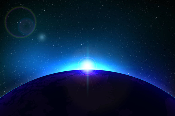 Planet earth sunrise. Globe Horizon atmosphere - Vector, Imagen