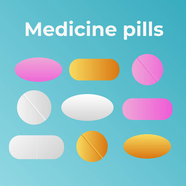 Geneeskunde pillen. Drugs-vector. Antibioticum en vitamine pil. Farmaceutische pil vector - Vector, afbeelding