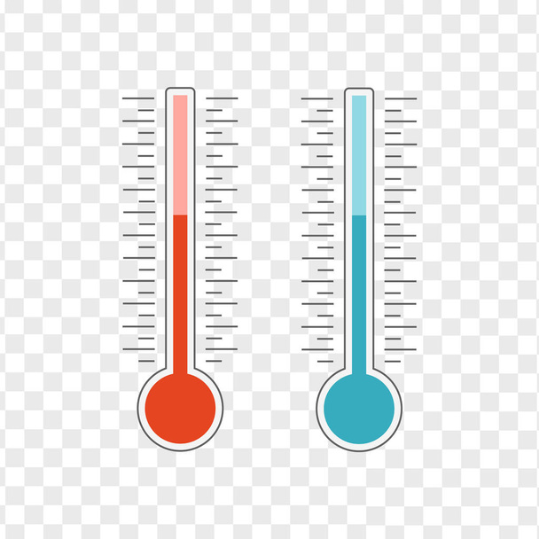 Meteorology thermometers heat and cold vector. Thermometer icon hot and cold. Weather thermometer vector - Vektor, obrázek