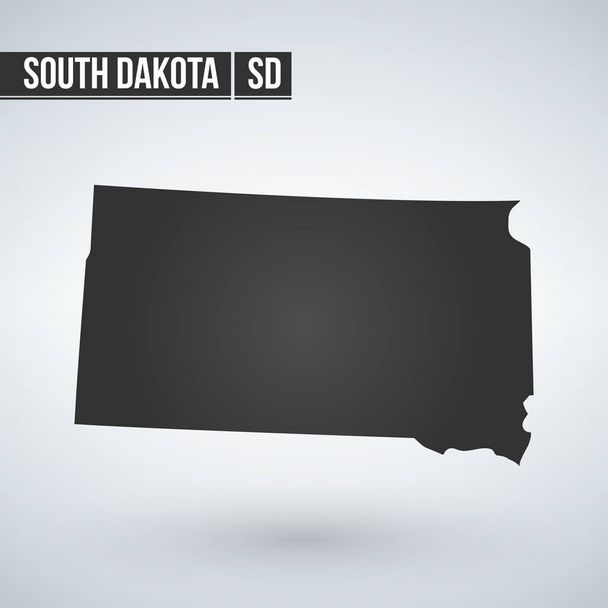 Carte du Dakota du Sud sur fond blanc vecteur
 - Vecteur, image