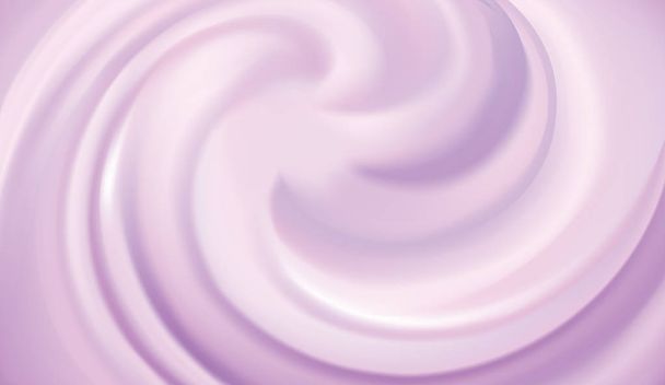 Glossy curvy foundation rose mauve paint water fond with space for text in light center. Gentle magenta cycle sweet milk berry yogurt candy. Appetizing juicy jelly tender lavender color - Vector, Image
