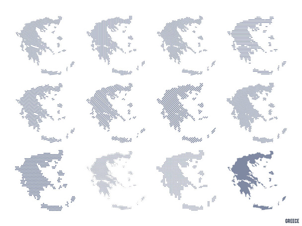 Διάνυσμα σύνολο αφηρημένη χάρτες της Ελλάδας σε διαφορετικά στυλ που απομονώνονται σε λευκό φόντο - Διάνυσμα, εικόνα