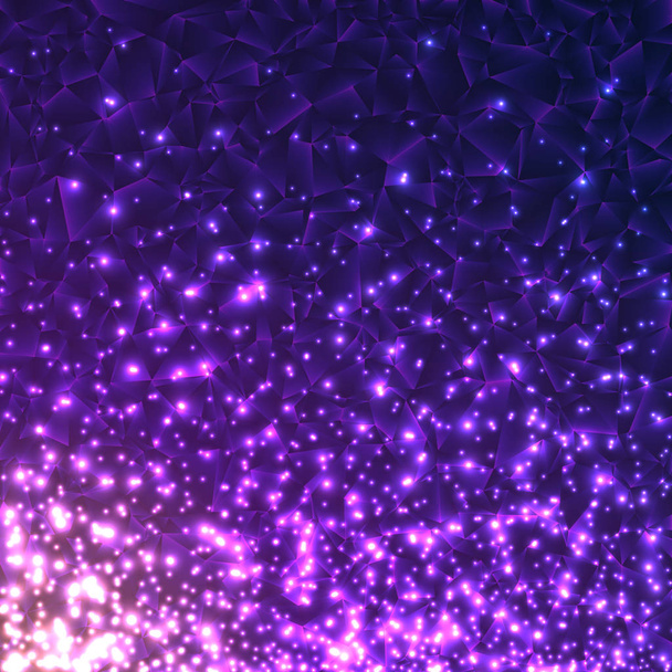 abstrakte stilisierte leuchtende violette und rosa Hintergrund. Wirkung flimmernder fliegender Teilchen. - Vektor, Bild