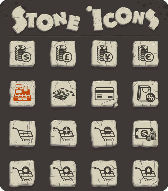 e-kereskedelem kő ikon készlet - Vektor, kép