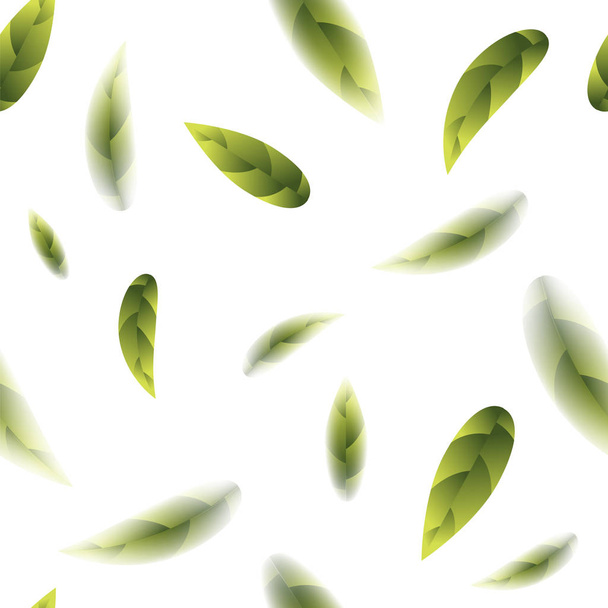 Fresh Green Tea Leaves Seamless Pattern - Διάνυσμα, εικόνα