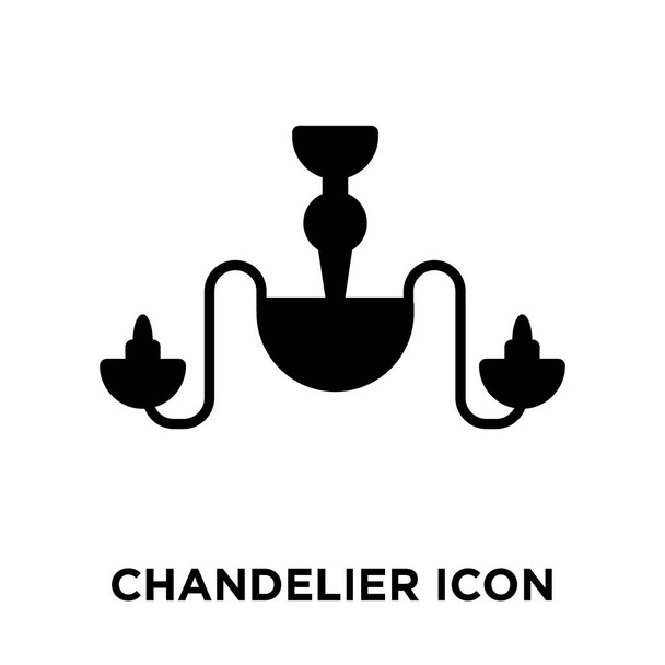 白い背景に、透明な背景にシャンデリア サインのロゴのコンセプトに分離されたシャンデリア アイコン ベクトルいっぱい黒い記号 - ベクター画像