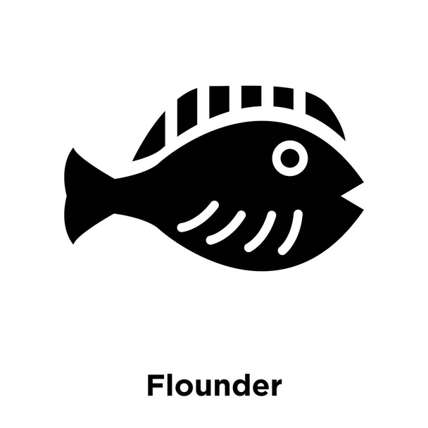 Flounder icon vector isolated on white background, logo concept of Flounder sign on transparent background, filled black symbol - Vector, Image