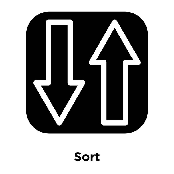 Seřadit ikony vektorové izolovaných na bílém pozadí, logo pojmu řazení nápis na průhledné pozadí, plný černý symbol - Vektor, obrázek