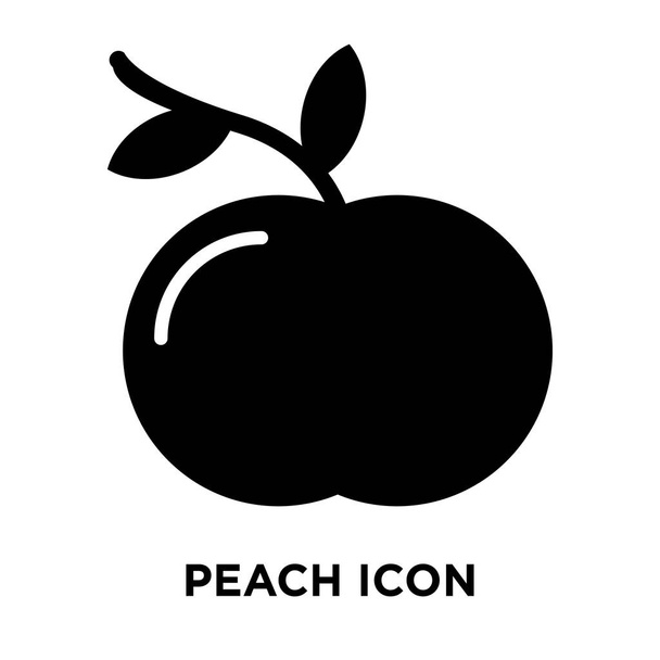 Perzik pictogram vector geïsoleerd op witte achtergrond, logo concept van perzik ondertekenen op transparante achtergrond, gevulde zwarte symbool - Vector, afbeelding