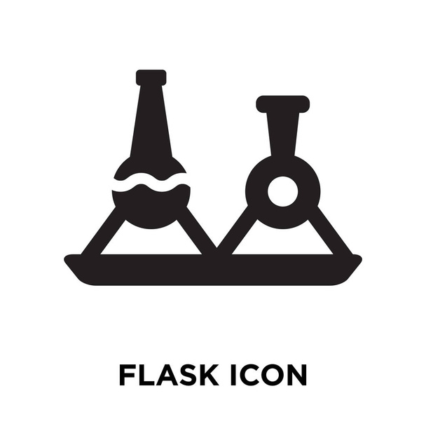 Beyaz arka plan, logo şeffaf arka plan, Flask işareti kavramı üzerinde izole şişesi simge vektör siyah sembol dolu - Vektör, Görsel