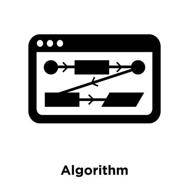Algoritmi kuvake vektori eristetty valkoisella taustalla, logo käsite Algoritmi merkki läpinäkyvällä taustalla, täytetty musta symboli
 - Vektori, kuva