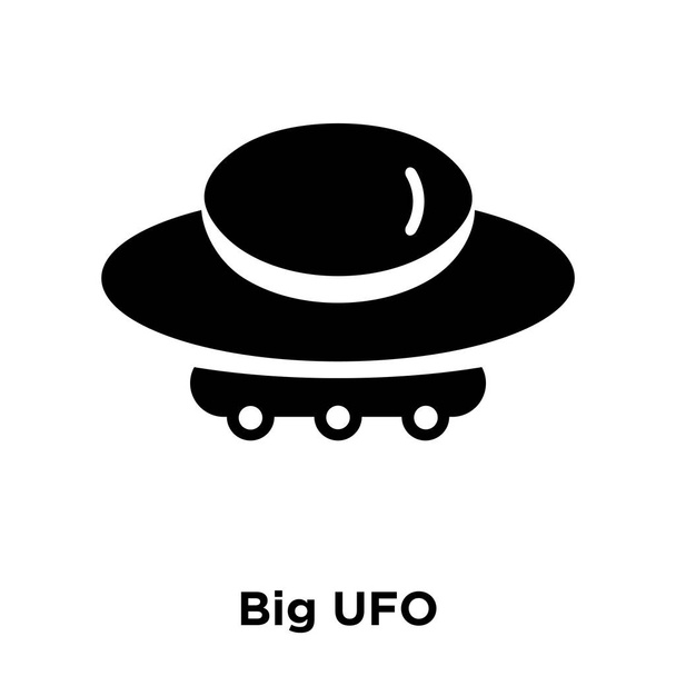 Iso UFO kuvake vektori eristetty valkoisella taustalla, logo käsite Big UFO merkki läpinäkyvällä pohjalla, täytetty musta symboli
 - Vektori, kuva