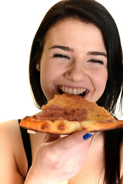 Mädchen isst eine leckere Pizza - Foto, Bild