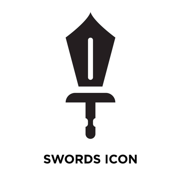Zwaarden pictogram vector geïsoleerd op een witte achtergrond, logo concept van zwaarden teken op transparante achtergrond, gevuld zwart symbool - Vector, afbeelding