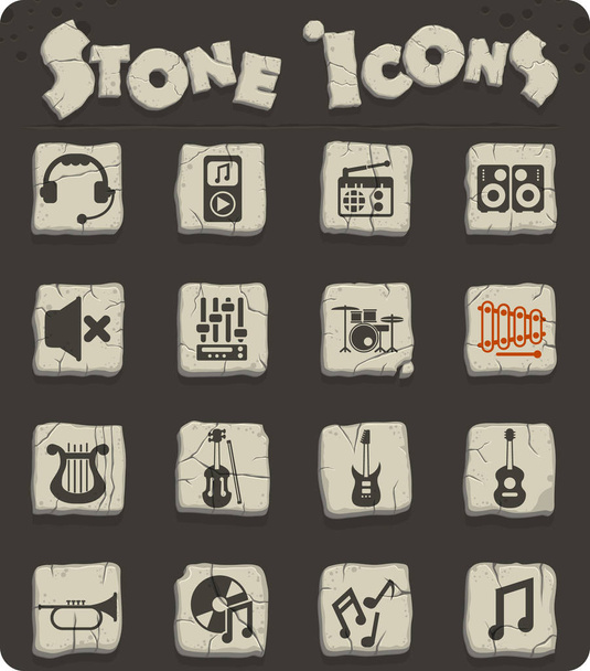 music stone icon set - Vektor, kép