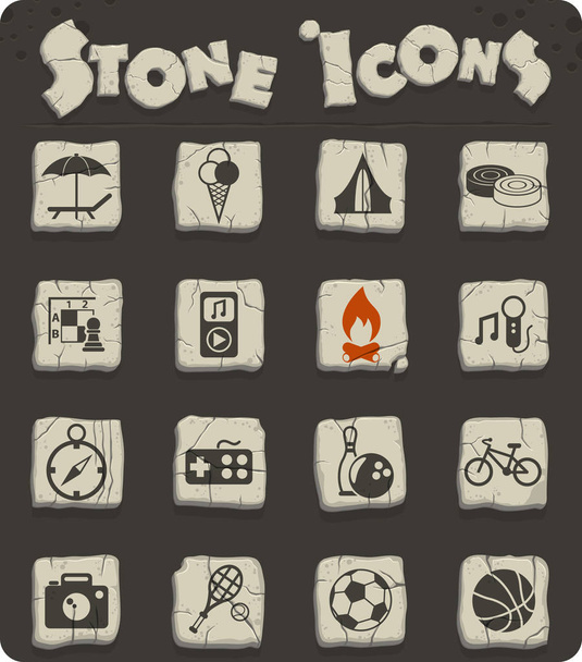 leisure stone icon set - Vector, afbeelding