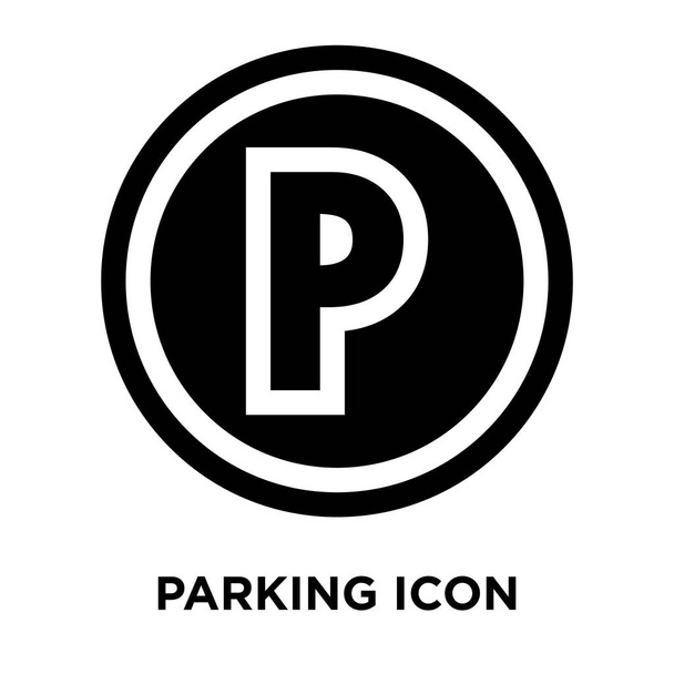 Parking icon vector isolated on white background, logo concept of Parking sign on transparent background, filled black symbol - Vector, Image