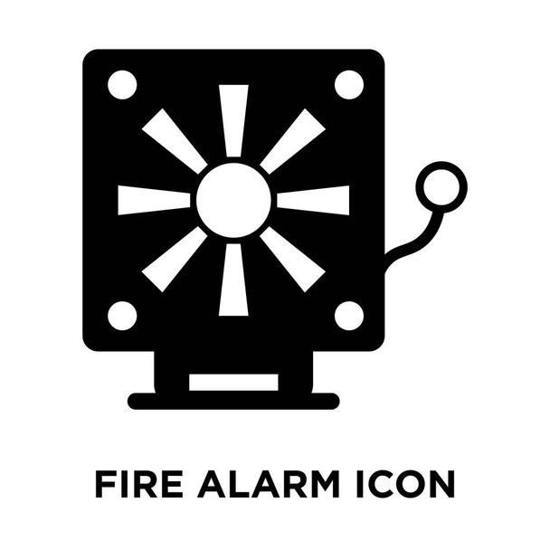 Vetor de ícone de alarme de incêndio isolado no fundo branco, conceito de logotipo do sinal de alarme de incêndio no fundo transparente, símbolo preto preenchido
 - Vetor, Imagem